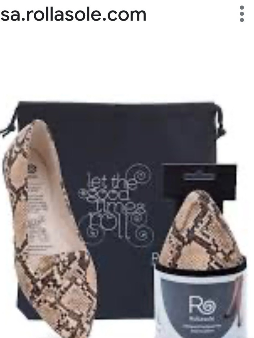 Rollasole Snake-Print Pointed Flats in Beige and Black